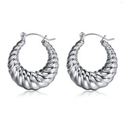 Hoop Earrings Chic Twisted Rope Chain For Women Gift Jewellery Anti Allergy Stainless Steel Chunky Statement Party Huggie