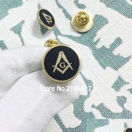 Pins Brooches 10Pcs Masonic Square And Compass With G Round Shape Masons Brooch Metal Craft Customised Pins Badge Masonry Enamel La Dhtcu