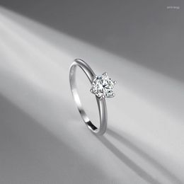 Wedding Rings Silver Color Platinum Plated Simulation Moissanite Marriage Proposal Zircon Ring Female Simple Classic Jewelry