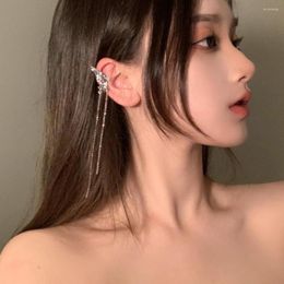 Backs Earrings Silver Plated Butterfly Tassel Ear Cuff Non Piercing Fashion Single Clip Earring For Women Girls Jewelry