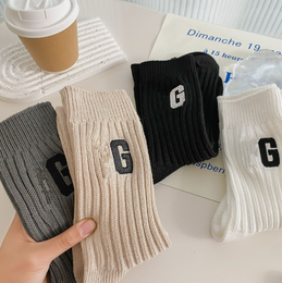 Socks Men and Women Couple Autumn and Winter Extra Thick Coarse Yarn Alphabet Trendy Sock Tube Socks Cotton Fashion Brand Ins Style