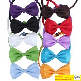 Pet Dog Bow Tie Adjustable Puppy Silk Collar Dog ApparelSolid Colour