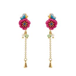 Stud Earrings Long Fringed Butterfly Hand-Painted Enamel Color Flowers Jewelry For Woman 2023 Trend