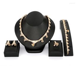 Necklace Earrings Set Selling Alloy Diamond Ring Bracelet Four-piece European And American Sellers Jewlery