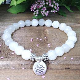 Strand MG0300 Design Moonstone Lotus Bracelet Divine Love Chakra Healing Natural Stone Jewelry Wholesale