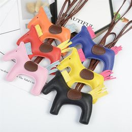 Horse Bag Charm for Women Purse Car Key Chains Handmade Fashion Accessories Cute Pony PU Leather Keychain240Z