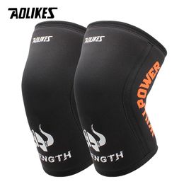 Elbow Knee Pads AOLIKES 1 Pair 7mm Neoprene Sports pads Compression Weightlifting Pressured Crossfit Training Support Women Men 230307