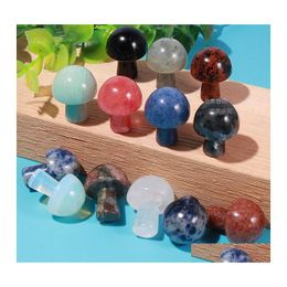 Stone 2Cm Mini Mushroom Statue Natural Carved Decoration Quartz Hand Polished Healing Crystal Reiki Trinket Gift Room Ornament Drop Dhkby