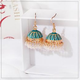 Dangle Earrings Bohemian Style Striped Alloy Geometric Birdcage Pendant 2023 Water Drop Natural Stone Beads Tassel Jewellery