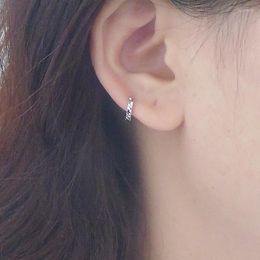 Hoop Earrings 925 Sterling Silver Earring Simple Prismatic Polygonal Ear Ring Bone Buckle Cool Personality Trend Boy Girl Jewellery