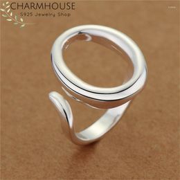 Wedding Rings Pure 925 Silver For Women O Shape Ring Adjustable Band Fashion Jewellery Accessories Bague Anillo Bijoux