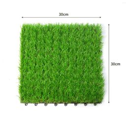 Decorative Flowers Artificial Grass Turf Interlocking Deck Tiles Set 9 PCS 12"x12" Thick Synthetic Fake Self-draining Mat Patch