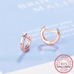 Hoop Earrings 925 Sterling Silver Simple Cubic Zirconia Small Earring For Women Top Quality Jewellery Rose Gold