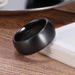 Band Rings Kolmnsta 6/8mm Black Men Ring Ceramic Brushed Domed Comfort anillo hombre Wedding Band Male Matt Classic Simple Cool Dark Ring AA230306