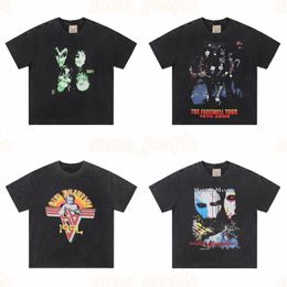 High Fashion Mens Vintage T Shirt Designer Summer Washed Print Tees Lovers Street Clothes Size S-XL