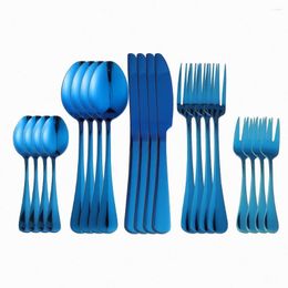 Dinnerware Sets Blue Flatware Tableware Set Forks Knives Spoons Stainless Steel Dinner Wedding Cutlery Party Kitchen Utensils