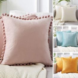 Pillow /Decorative 1pc Soft Velvet Decorative Pillowcase Bed Throw Pillows Pompom S Cover Square Sofa Car Home Decor