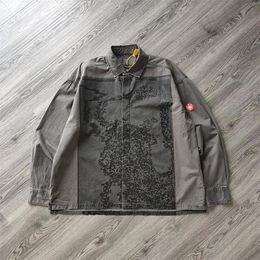 Men's Casual Shirts CAVEMPT C E 19AW SHIRT Men Women Retro heavy wash Grey paint ink print denim shirt jacket Cav Empt 230306