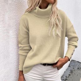 Women's Polos Pullovers Women Sweaters Knitwear Turtleneck 2023 Lapel Female Pure Colour Fashion