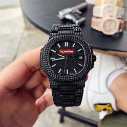 Designer Watches Hop Men's Diamond Hip Wristwatch Black Stainless Steel Case Watch All Black Diamond Watch Automatic Mechanical Watches