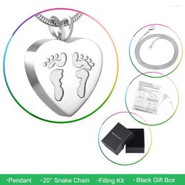 Pendant Necklaces MJD8006 Lovely Foot Print Babys Ashes Love You More Cremation Jewellery Necklace