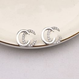 Fashion Women Gold Plated Metal Designer Ear Stud Earrings Brand Designers Round Geometry G-letters Crystal Rhinestone Earring Wedding Party Jewerlry 7style