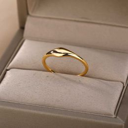 Band Rings Simple Open Rings For Women Men Gold Colour Stainless Steel Adjustable Male Female Engagement Wedding Ring Jewellery AA230306