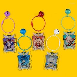 Keychains Genshin Impact Keychain Man Key Chain Women Bell Acrylic Holder Couples Keyring Hua Tao Ring Pendant Alloy Porte Clef