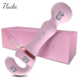 Vibrators Powerful 2 in 1 AV Vibrator Female Magic Wand Clitoris Stimulator USB Recharge 20 Modes G Spot Massager Sex Toys Dildo for Women 230307