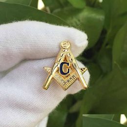 Pins Brooches 50Pcs Custom Making Lapel Pin Badge Square And Compass G Blue Lodge Masonry Pins Masonic Masons Metal Craft Drop Deli Dhbby