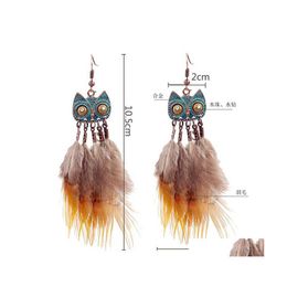Dangle Chandelier Owl Earrings Bronze Feather Glamour Jewelry Cute Birthday Easter Gifts For Women And Girls Drop Delivery Dhdm0