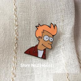 Pins Brooches 10Pcs New Arrival Meme Lapel Pins Customised Metal Badges Futurama Fry Pin 28Mm Soft Enamel Epoxy Brooch Crafts Drop Dhpus