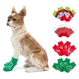Dog Apparel 4PCS/Set Small Pet Shoes Anti-slip Knit Patterns Soft Warm Knitted Socks Clothes Apparels For Medium Large Dogs