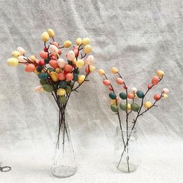 Decorative Flowers 5PCS Easter Egg Tree Branches Decoration DIY Colorful Painting Foam Flower Plant Bouquets Spring Party Home Decor