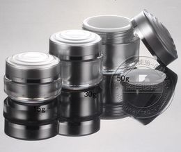 Storage Bottles Capacity 15g 100pcs/lot C-0006 Top Grade Round Silver Acrylic Jar For Cosmetic Packaging