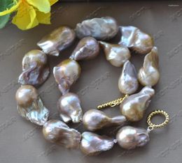 Chains Z11878 Big 17'' 28mm Lavender Baroque Reborn KESHI Pearl Necklace
