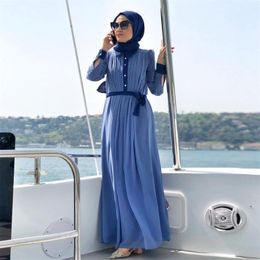 Casual Dresses Plus Size Women Muslim Abaya Dress Islam Zipper Summer Chiffon Fashion Long Elegant Ladied Vestidos#J30