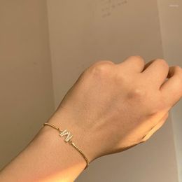 Charm Bracelets Gold Colour Custom Micro Pave CZ A-Z Initial Letter Bracelet Trendy Elegant Adjustable Chain Arm Cuff Jewellery