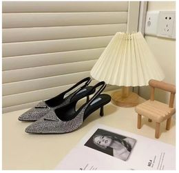 Luxury rhinestone High Heel Sandals Designer Women's Pointy High-Heeled Shoes Fashion Sexy Summer Party Wedding Sandal High Quality Lady Slipper Beach Shoe 023