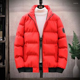 Men's Down 2023 Autumn Winter Fashion Youth Red Stitching Cotton-padded Jacket Korean Version Trendy Warm Hooded