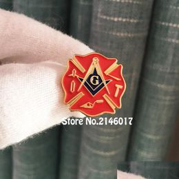 Pins Brooches 100Pcs Custom Enamel Pins Brooch Mason Masons Metal Badge Fireman Fire Service First Responder Lapel Pin Masonic Lodg Dhxzk