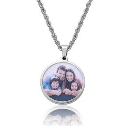 Personalisierte runde Charm-Halskette mit Erinnerungsfoto-Anhänger, Edelstahl, Schmuck, Geschenke