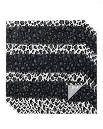Table Napkin Leopard Print Black White Striped 4/6/8pcs Cloth Decor Dinner Towel For Kitchen Plates Mat Wedding Party Decoration