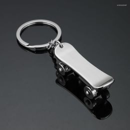 Keychains Arrival Novelty Souvenir Metal Skateboard Key Chain Creative Gifts Ring Stainless Steel Car Chains