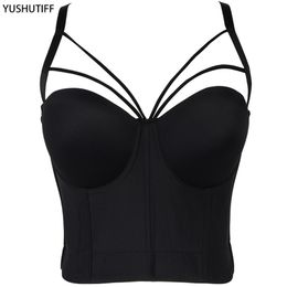 Women's Tanks Camis Bodice Summer Top Sleeveless Short Sexy Female Push Up Crop Top Women Harajuku Off Shoulder Solid Camis With Built In Bra 230306