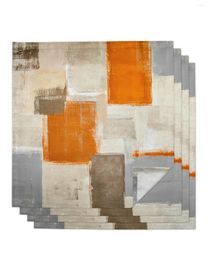 Table Napkin Oil Painting Abstract Geometric Orange 4/6/8pcs Kitchen 50x50cm Napkins Serving Dishes Home Textile Products