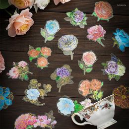 Gift Wrap 50 Pcs INS Plant Stickers Pack Bronzing Decorative Stick Labels Scrapbooking Material Handmade Junk Journal Supplies