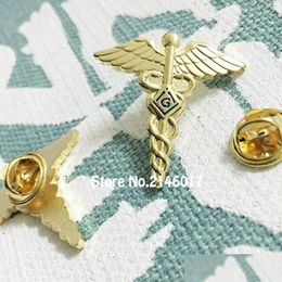 Pins Brooches 50Pcs Mason Lodge Masonry Wings Snake Symbol Masons Custom Pins And Brooch Masonic Lapel Pin Medical Doctor Badge Dro Dhkz4