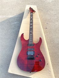 Custom Shop Double Swing Electric Guitar Red Flame Maple Top SSH Pickups Black Hardware