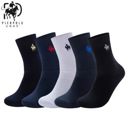 Socks 2023 High Quality Fashion 5 Pairs/lot Brand PIER POLO Casual Cotton Socks Businesss Socks Embroidery Men' Manufacturer Wholesale A